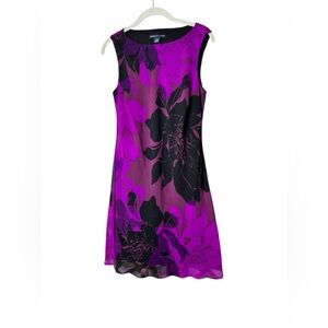 American Living women's floral shift dress in purple, fuchsia, and black